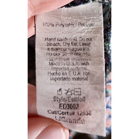 Easel Swing Floral Deep Scoop Neck Flowy Mini Lace 3/4 Sleeve Dress Size Large - Picture 6 of 7